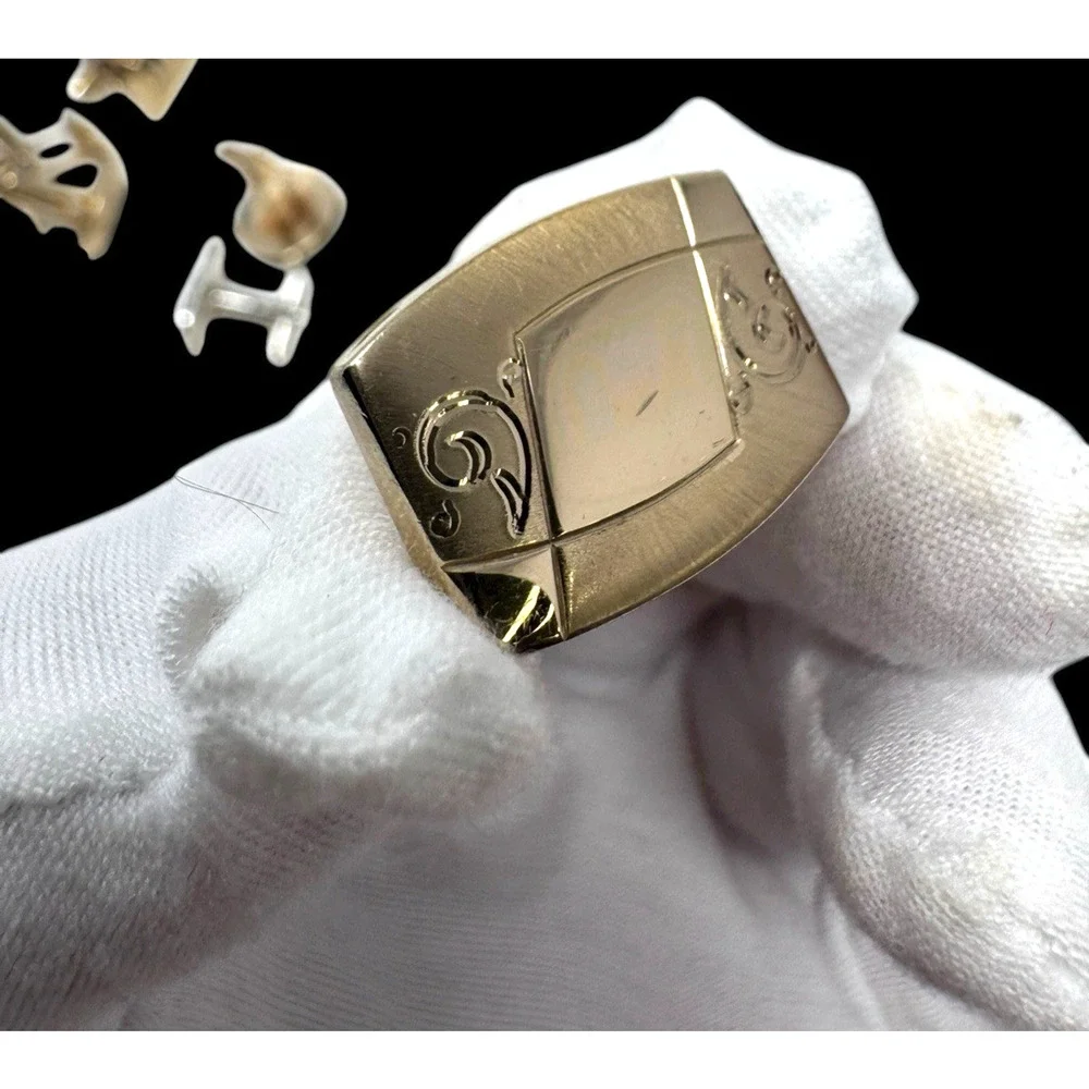 Vintage Anson Gold Tone Cufflinks Retro Geometric Etched Design 1950s EUC